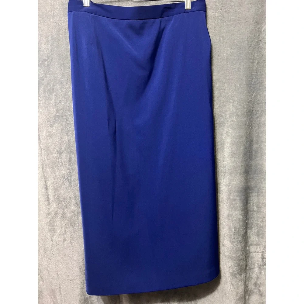 G.M.I. Woman 36W Royal Blue 3 Piece Skirt Suit Satin Shell Rhinestone Church